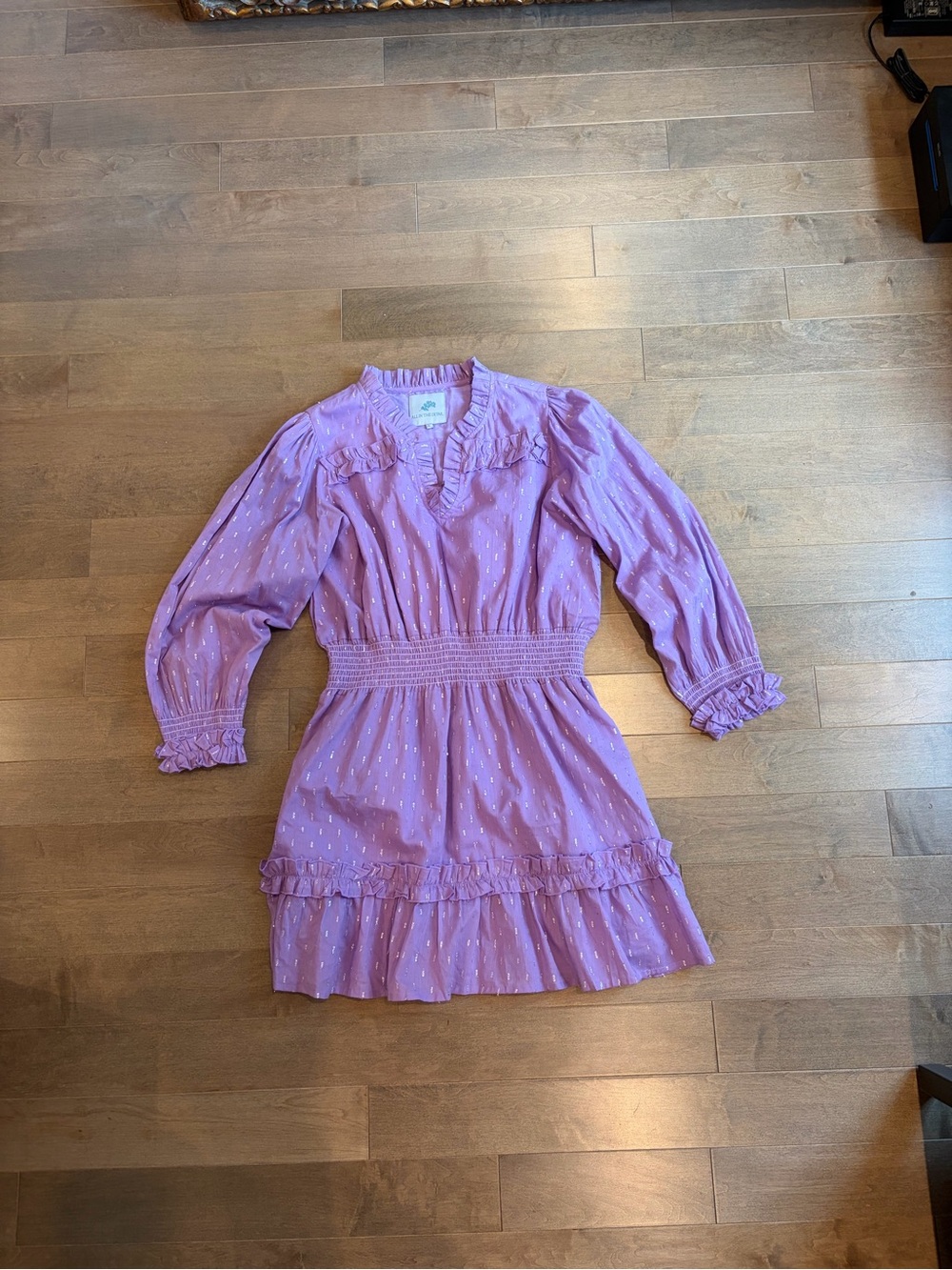 Smocked Waist Lavender Mini Dress with Ruffle Details